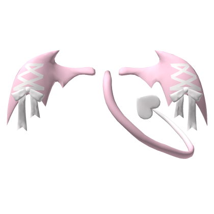 Bat Devil Imp Lace Tail - Pastel Pink White