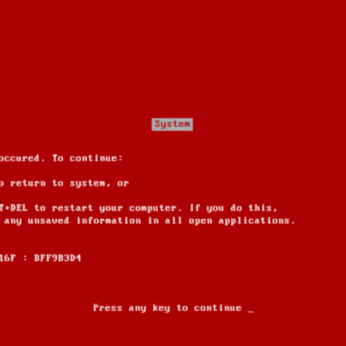 PC Red Screen Error Message BSOD Glitch Background