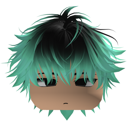 Cute Y2K emo black cyan hair