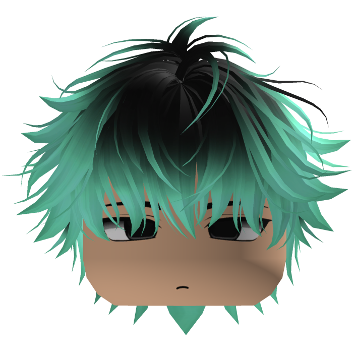 Cute Y2K emo black cyan hair