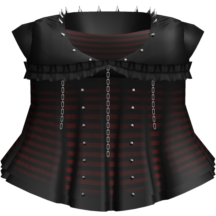Gothic Emo Striped Black & Red Spiked Chain Dress