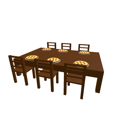 Table with pizza