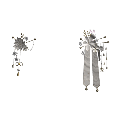 White & Gold Japanese Kanzashi Flower Hair Clips