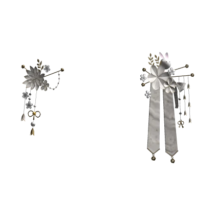 White & Gold Japanese Kanzashi Flower Hair Clips | Roblox Item