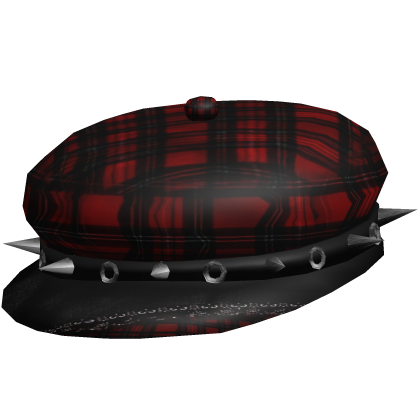 cute vkei emo spiked plaid beret in red