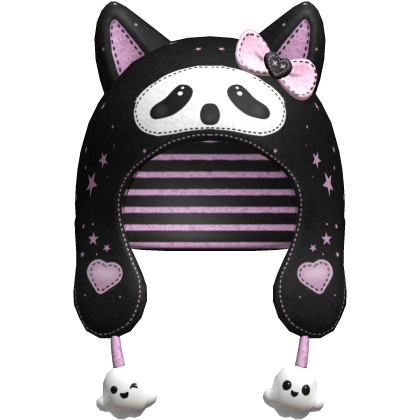 Halloween ghost kitty pink bow hood hat  Roblox item