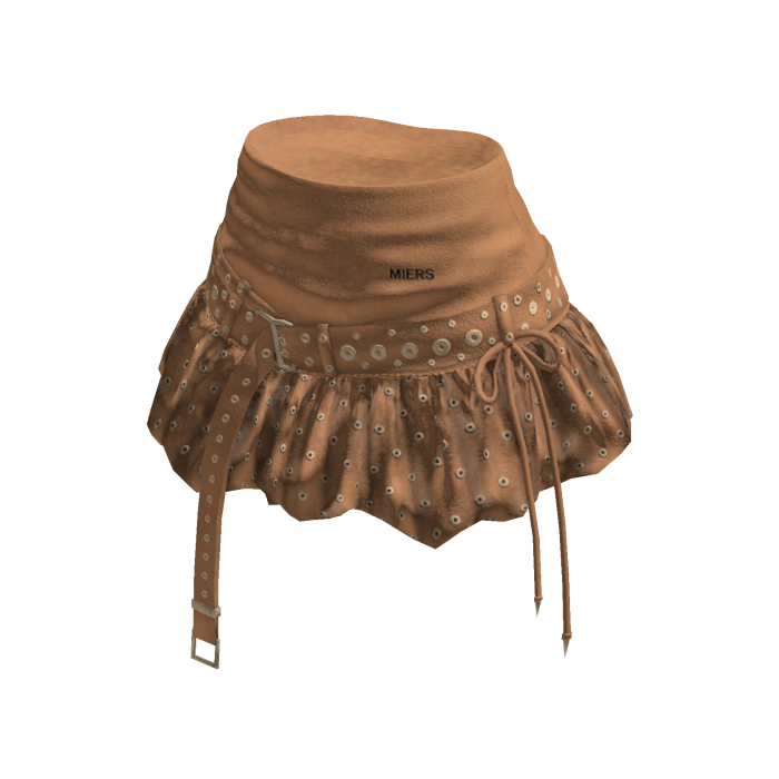 Ruffle Mini Skirt with Hanging Straps (Tan)