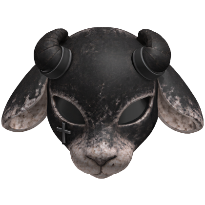Black Horned Goth Lamb Mask w/ Gold Cross