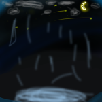 estrelas lua e chuva