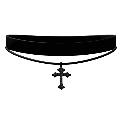 emo choker w cross necklace in black