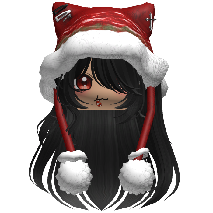 Long Black hair cute Christmas hat Y2k