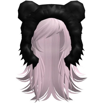 emo messy hair w bear hood pink Roblox item