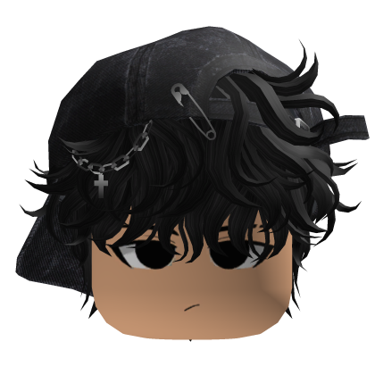 Black Messy Hair w Face & Backwards Cap Roblox item