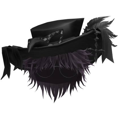 Purple Messy Anime Boy Hair w/ Top hat & Glass Roblox item