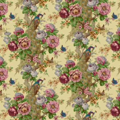 Vintage peacock and roses- Victorian Wallpaper Roblox decal