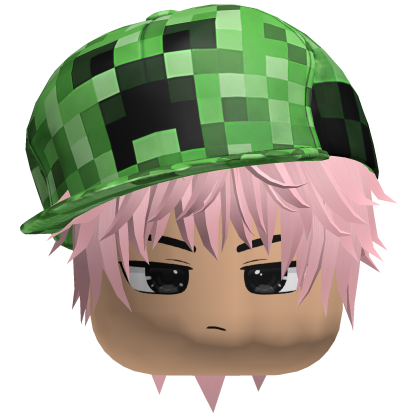 Green Creepy Monster Cap Hat Boy Head and Hair Roblox item