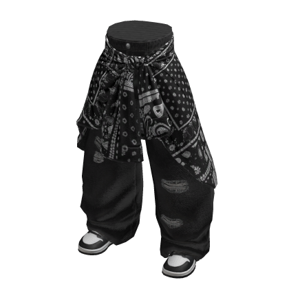Y2K Layered Black Pants Black Bandana & Shoes thumbnail