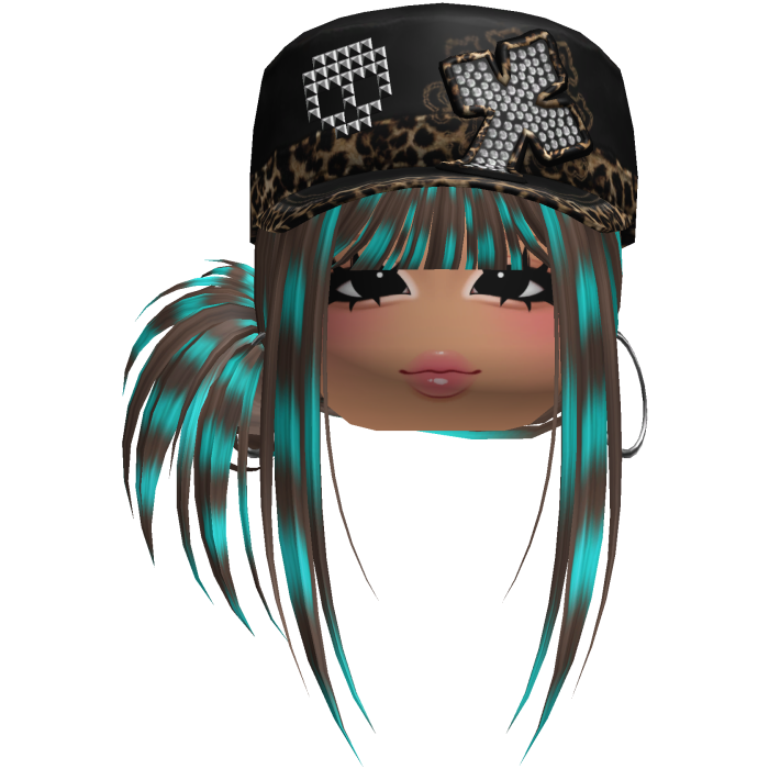 Gyaru Side Bun Hair w/ Cheetah Cap & Earrings