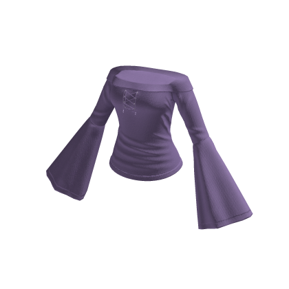 Off-Shoulder Top with Bell Sleeves (Purple)