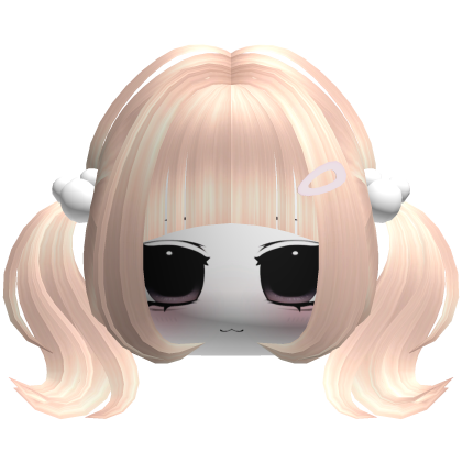 cute wavy short pigtails w/ moe face (blonde) Roblox item