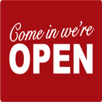 Come In We're Open sign Roblox decal