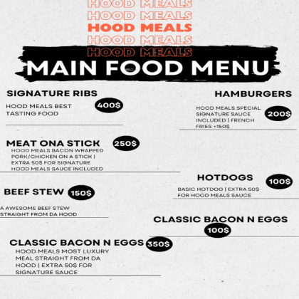 HOOD MEALS MENU RAHHH