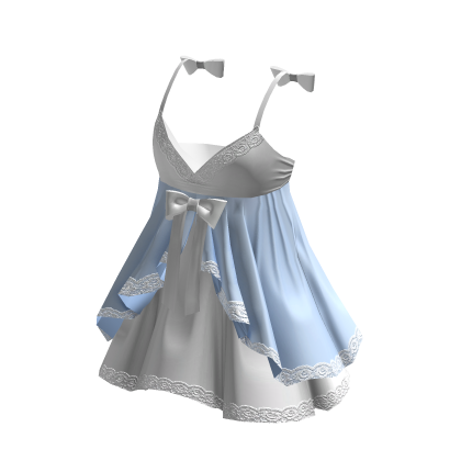 Valentines Baby Doll Dress Blue White thumbnail