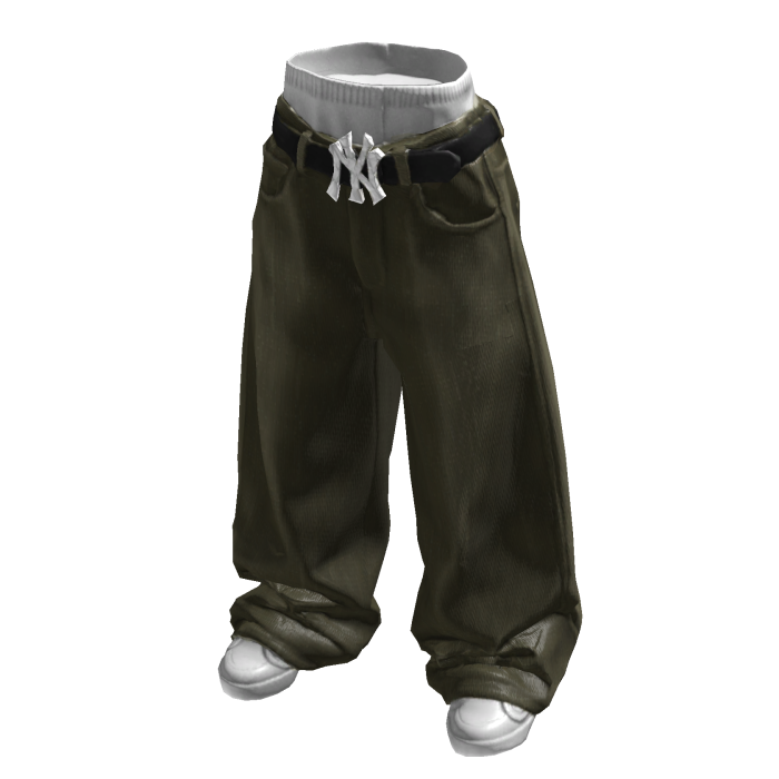 Baggy Green Belted Jeans