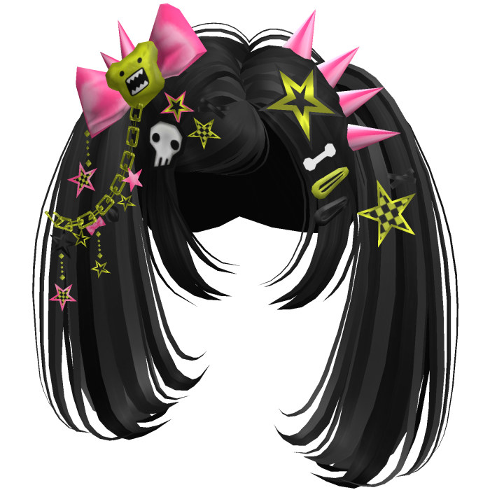 ♡ Scene Spiky Moe Pigtails (Black)