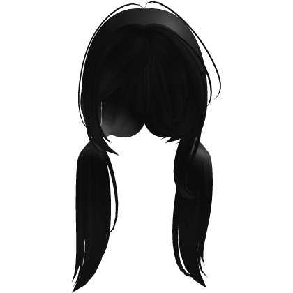 pretty cute wispy long straight black pigtails Roblox item