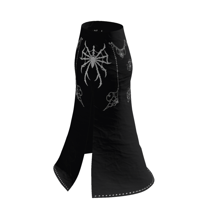 Black Y2K Spider Web Gothic Maxi Skirt [PBR]