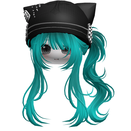 Messy Ponytail W/ Punk Kitty Cap Aqua thumbnail