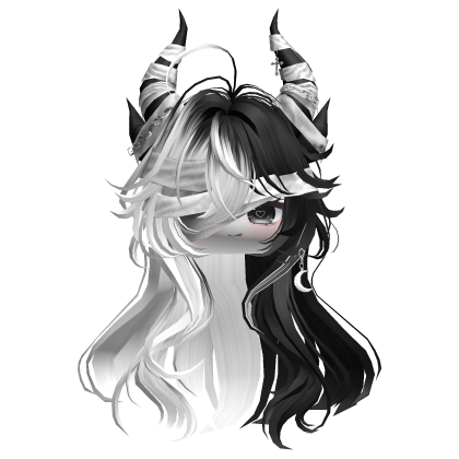 Horned Anime Demon Wolfcut (White&Black)