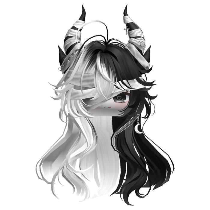 Horned Anime Demon Wolfcut (White&Black)
