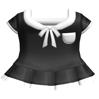 ♡ cute ruffled uniform dress in black & white Roblox item