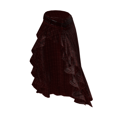 Asymmetric Skirt with Draped Hem (Burgundy)