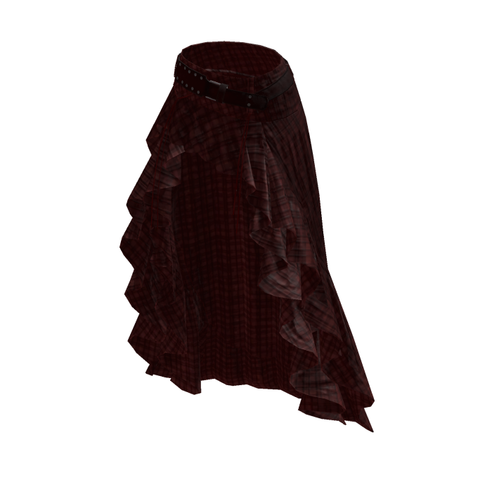 Asymmetric Skirt with Draped Hem (Burgundy)