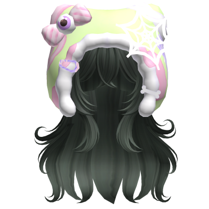Kawaii Anime Hair w/ Pastel Goth Hood  (Green)