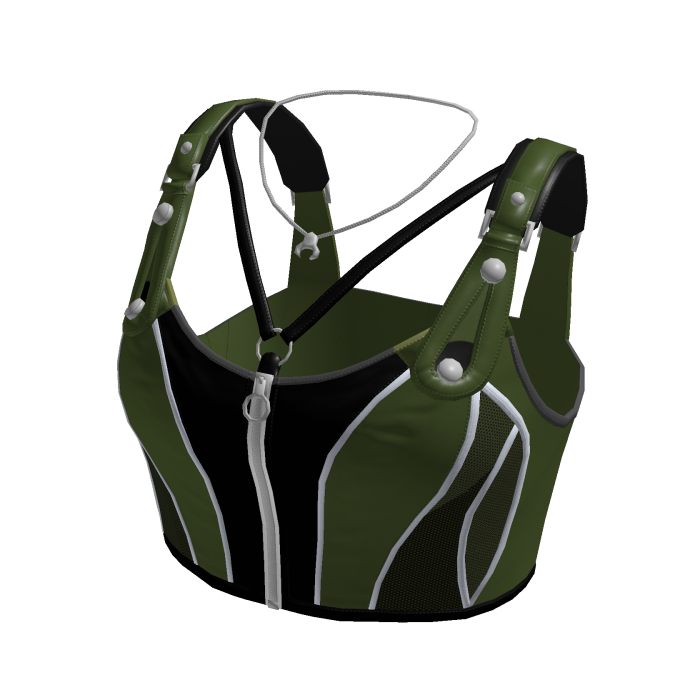 Y2K Cyber Zip Crop Top w/ Buckle Straps (Green)
