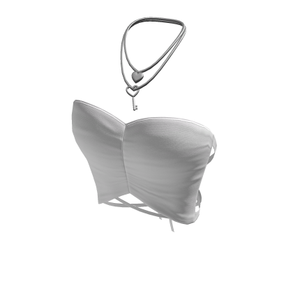 White Crop Top w/ Silver Necklace