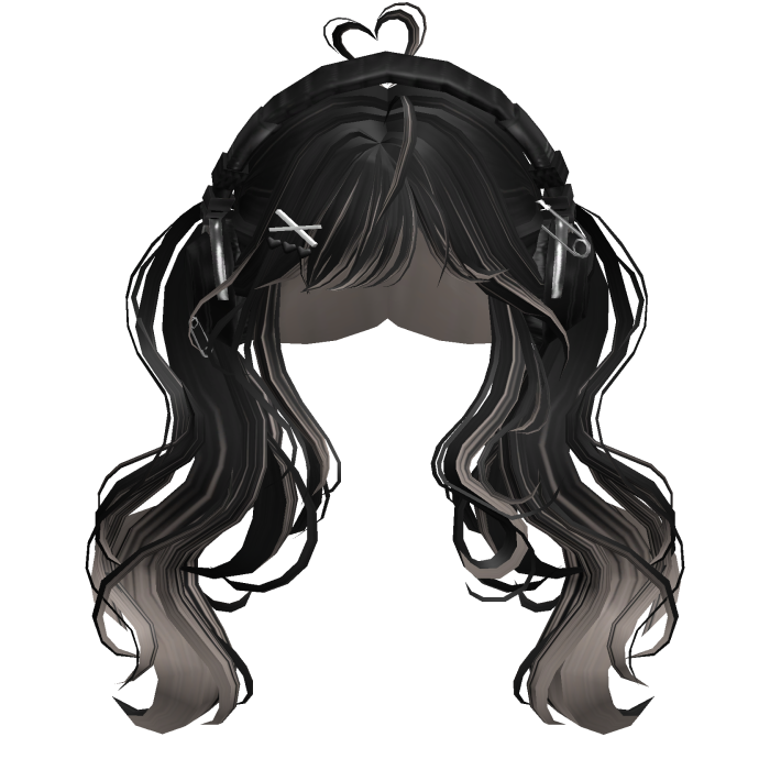 Cute Wavy Pigtails w/Headphonnes (Black&Ash)