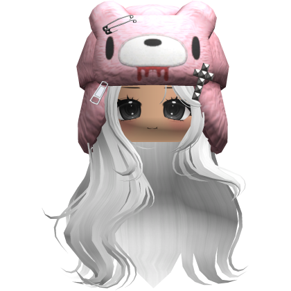 Fuzzy Bear Ushanka Flowy Long Hair (White)