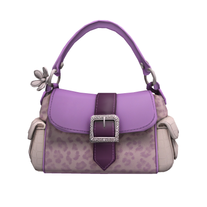 Lavender cream leopard flower shoulder bag