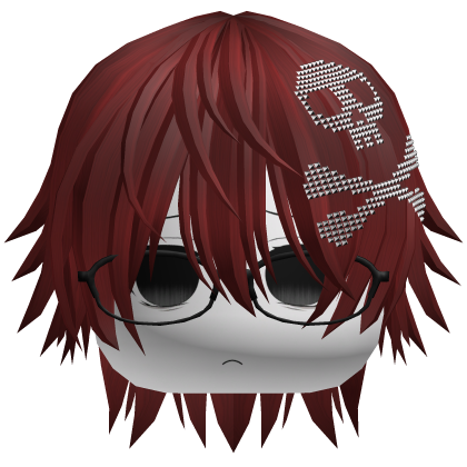 Emo Vkei Moe Boy Hair w Skull + Glasses Red