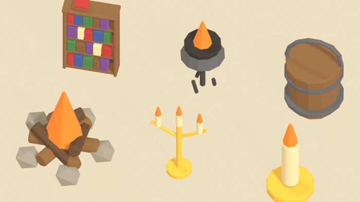 Low Poly Medieval Fantasy RPG Props Village x60 preview 4