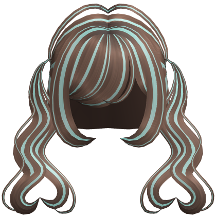 . ‿♡ pretty brown & mint heart pigtail hair ⊹ . ୨୧