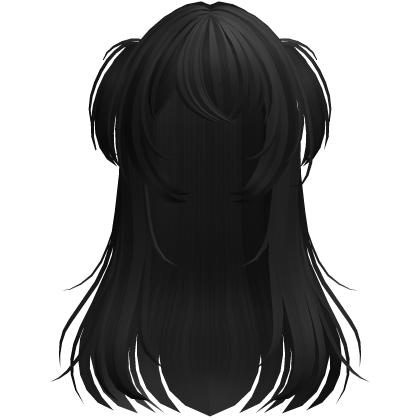 shy wispy layered hair w/ pigtails black
