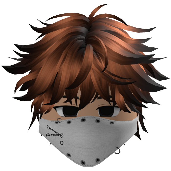 Cute emo boy, green hair, Y2K emo mask orange