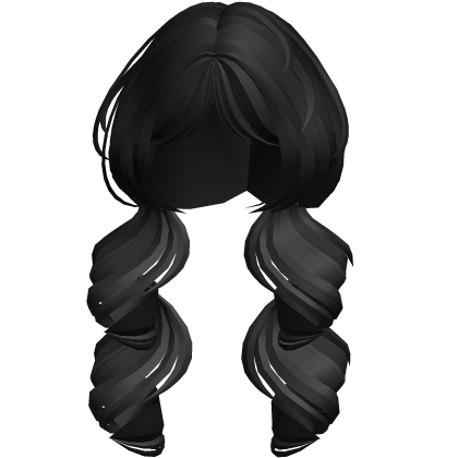 Cute Messy Curly Low Pigtails In Black