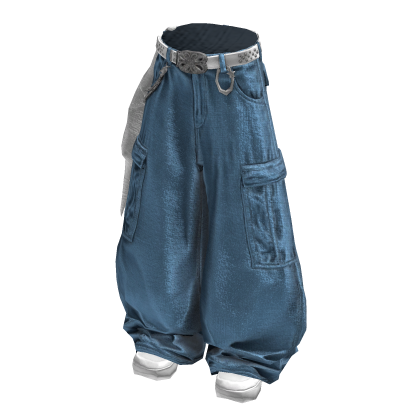 Light Blue Baggy Cargo Pants /w Bandana thumbnail